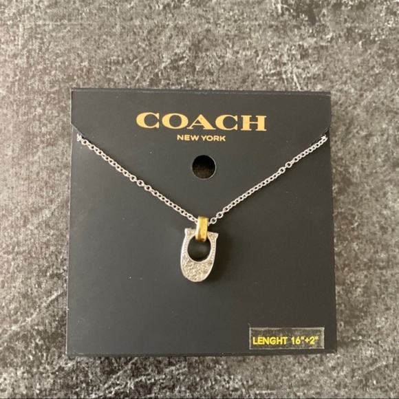 COACH NWT Silver Pave Signature Necklace - Picture 2 of 6